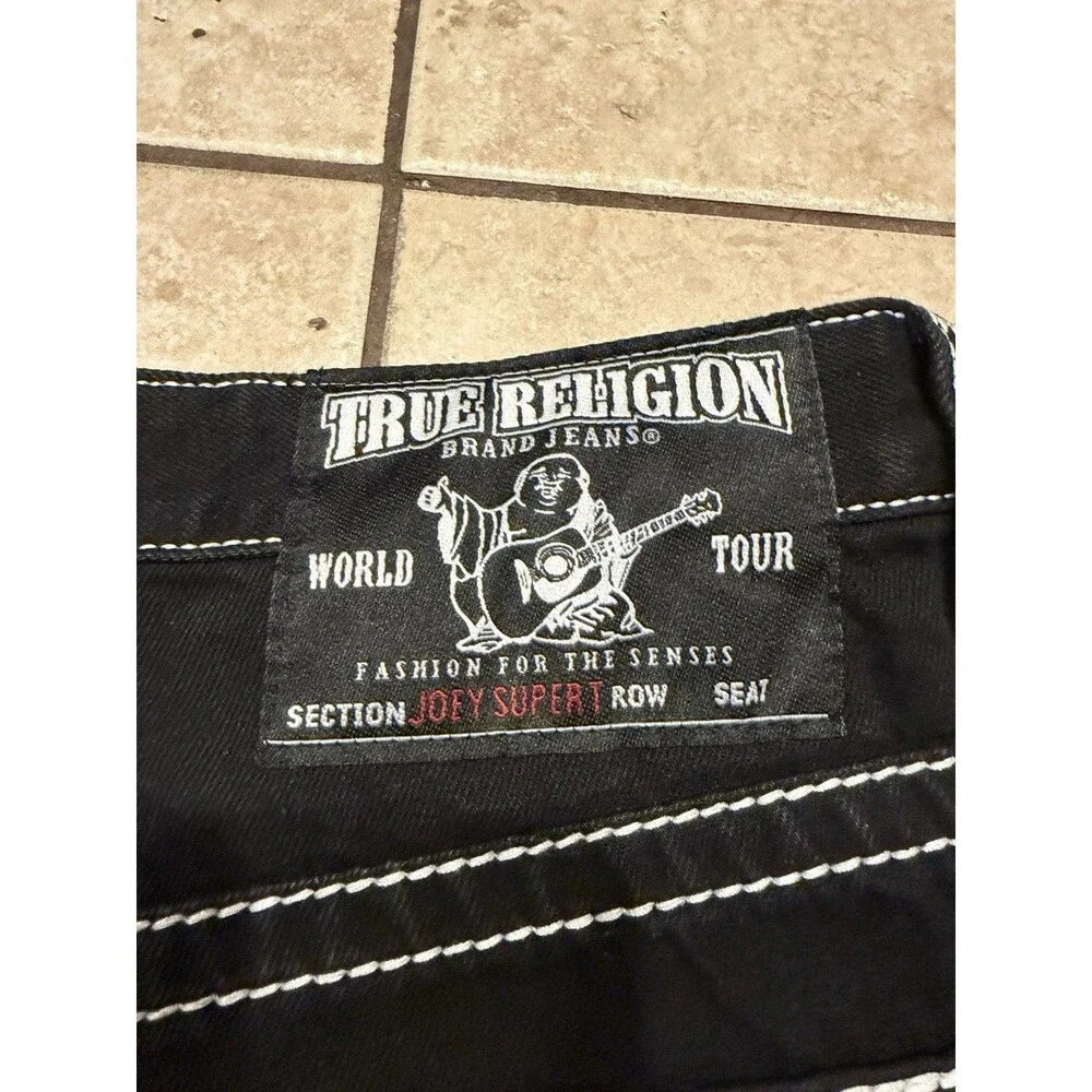 True Religion Jeans Men 36x32 Joey Super T Black Denim USA Made Rope Flap Pocket - Picture 4 of 11
